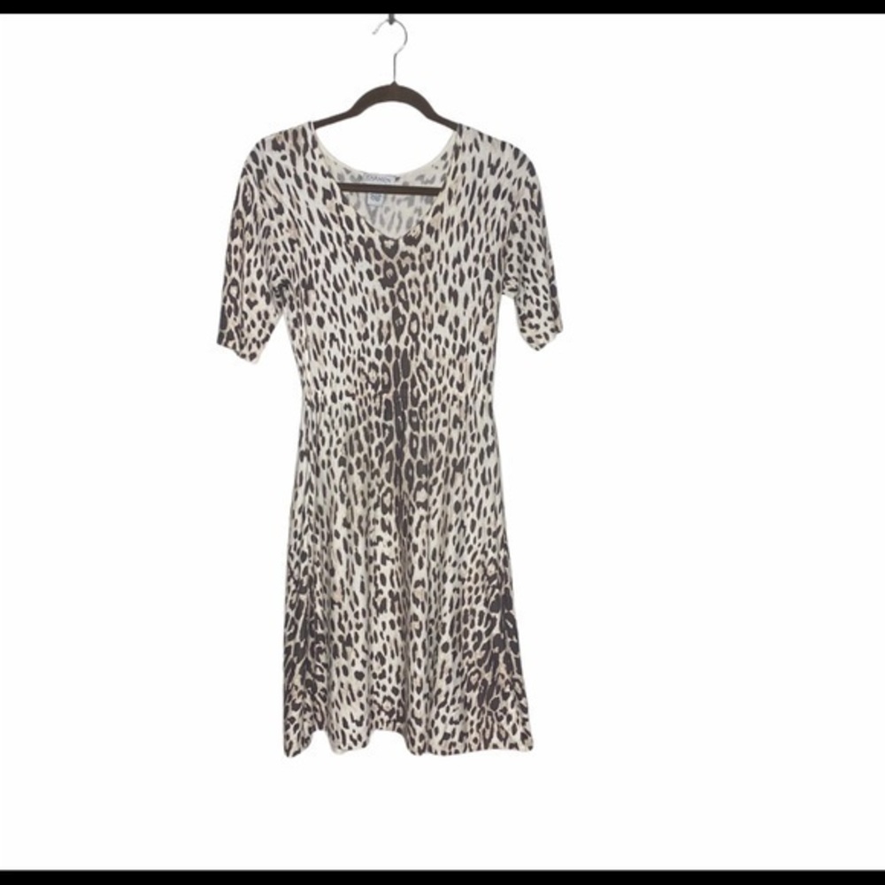 Carmen Marc Valvo Leopard Sweater Mini Dress